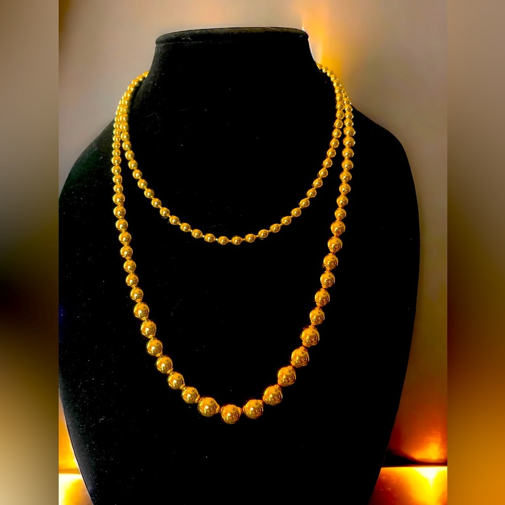 Napier Vintage Necklace Gold Toned Metal Beads